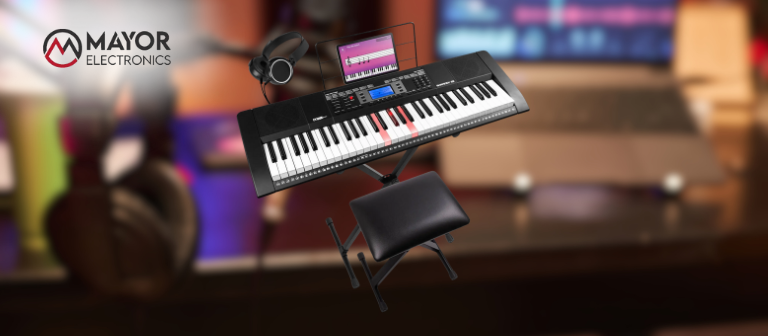 MAX Rhapsody61L Pack completo: teclado con teclas iluminadas, banqueta, soporte y auriculares