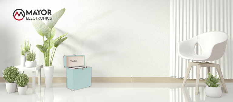 Audizio RC32: Estuche Azul para Vinilos con Diseño Vintage y Máxima Protección