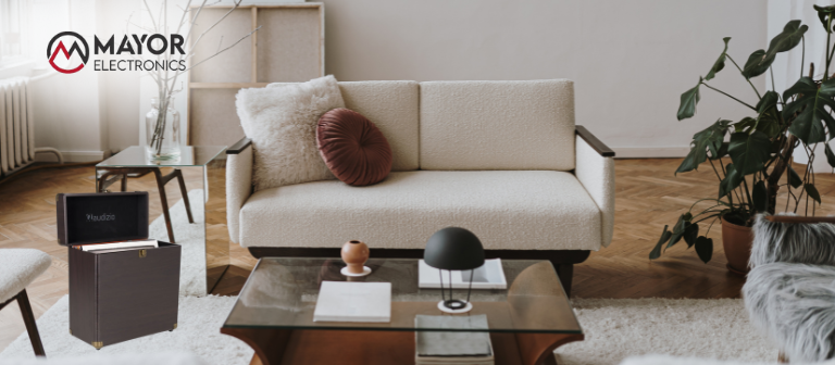 Audizio RC32 Madera Oscura: Maleta para Vinilos con Estilo Retro y Seguridad Reforzada