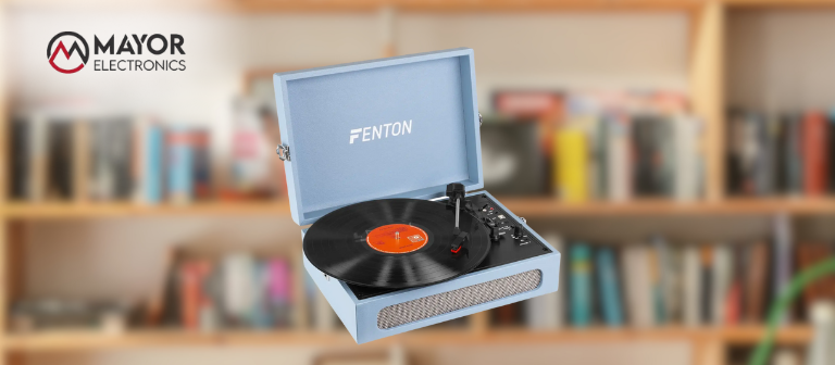 Fenton RP118E: Tocadiscos retro azul con Bluetooth, USB y sonido nostálgico