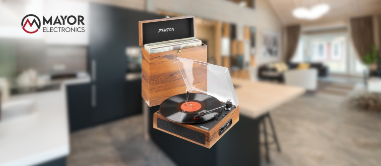 Fenton RP170L: Tocadiscos con Bluetooth y maleta para vinilos a juego en madera