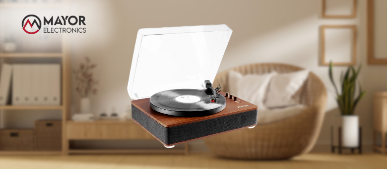 Fenton RP162D: Tocadiscos HiFi retro con Bluetooth y altavoces en madera oscura