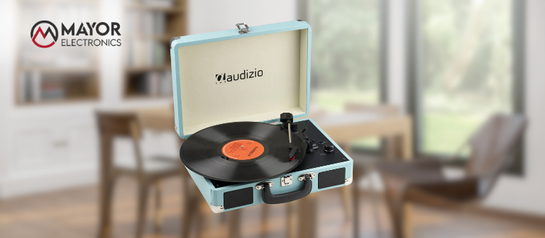 Audizio RP116BL: Tocadiscos retro azul con Bluetooth y altavoces integrados