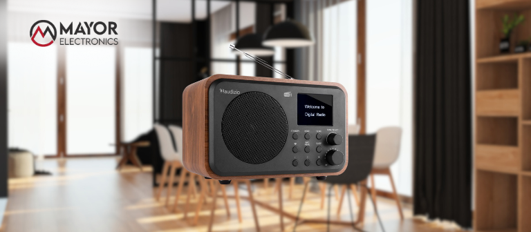 Audizio Milan DAB radio con batería madera: diseño cálido y sonido portátil