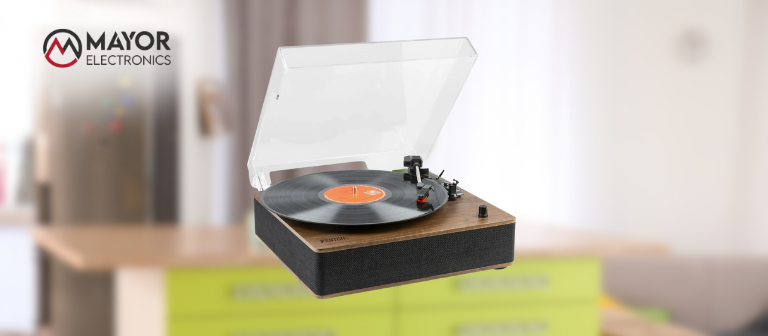 Fenton RP161: Tocadiscos retro en madera nogal con Bluetooth y altavoces estéreo