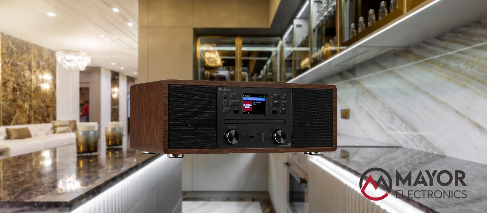 Audizio Avola: Sistema de radio todo en uno con diseño elegante y sonido envolvente