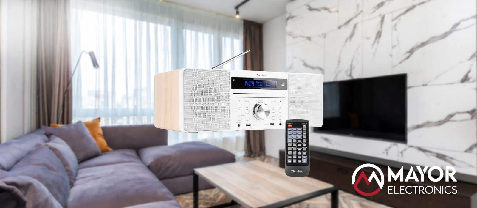 Audizio Prato: sistema musical todo en uno con diseño blanco y sonido versátil
