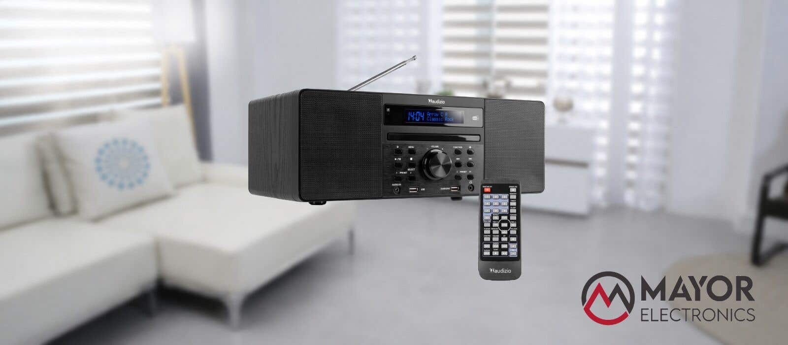 Audizio Prato: sonido completo en un sistema musical todo en uno negro