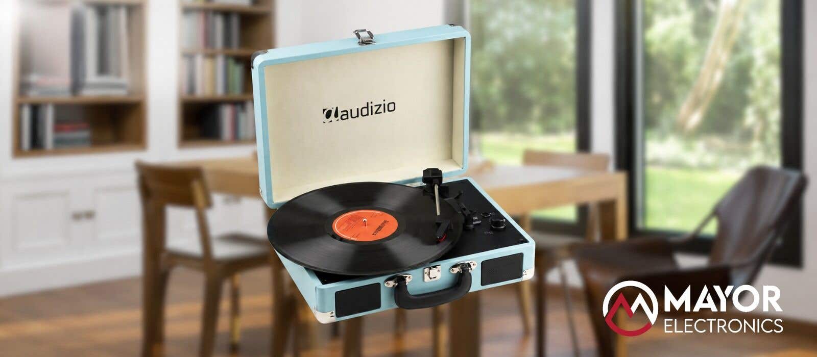 Audizio RP116BL: Tocadiscos retro azul con Bluetooth y altavoces integrados