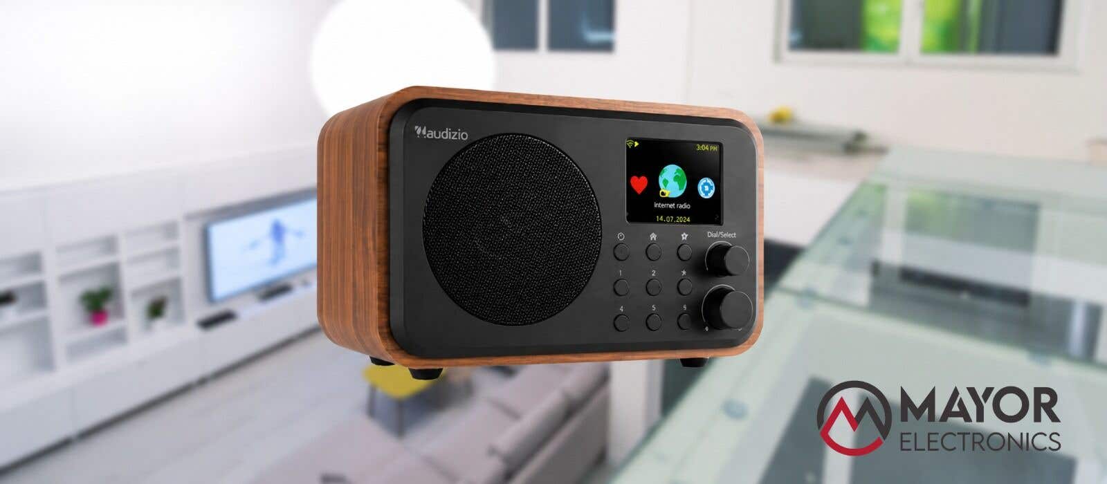 Audizio Vicenza: radio WiFi portátil con batería y diseño negro/madera elegante