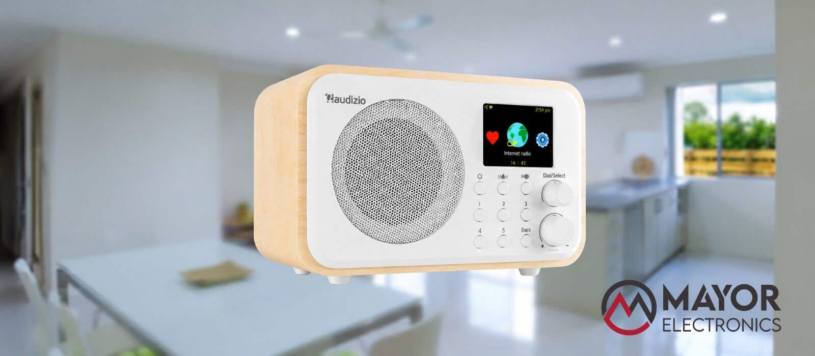 Audizio Vicenza: radio WiFi portátil con DAB+, batería recargable y diseño blanco elegante
