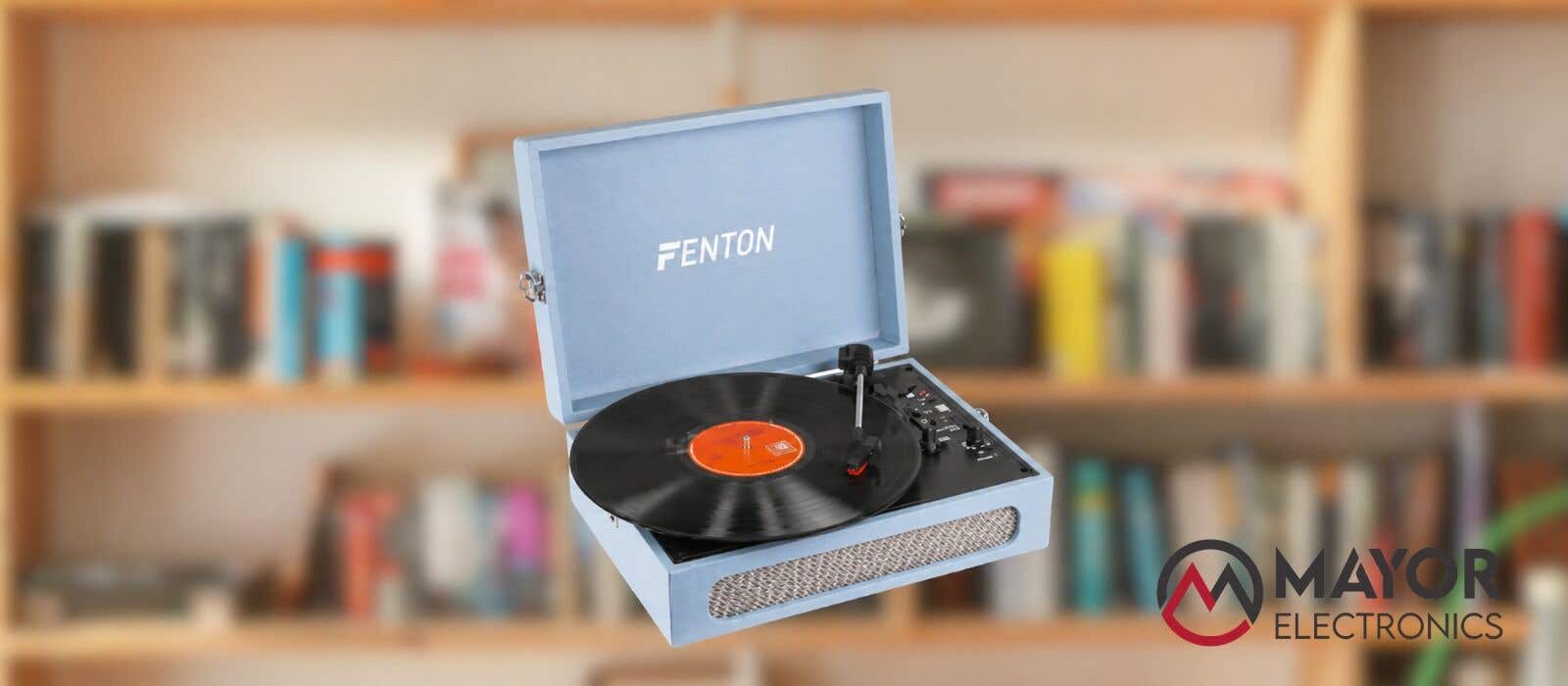 Fenton RP118E: Tocadiscos retro azul con Bluetooth, USB y sonido nostálgico