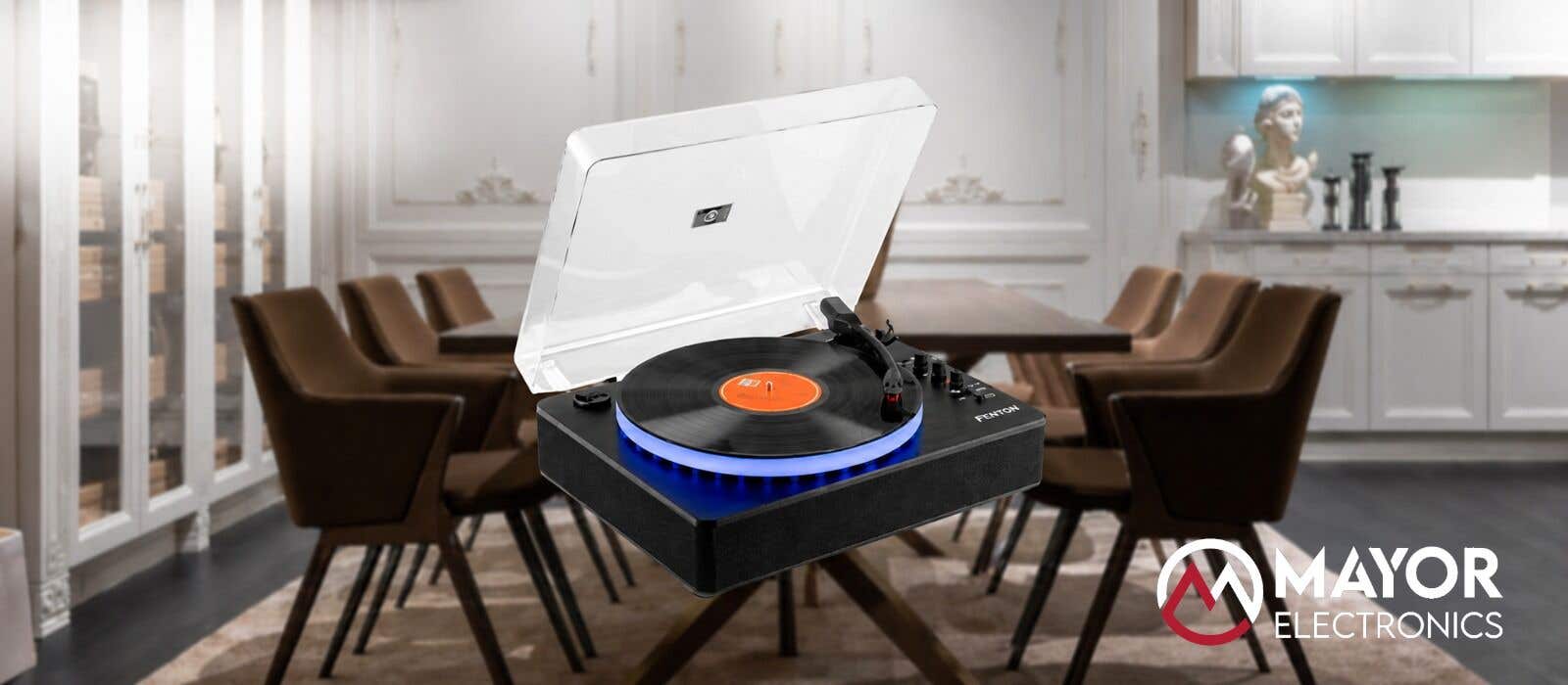 Fenton RP162LED: Tocadiscos retro con Bluetooth y anillo LED para un ambiente único