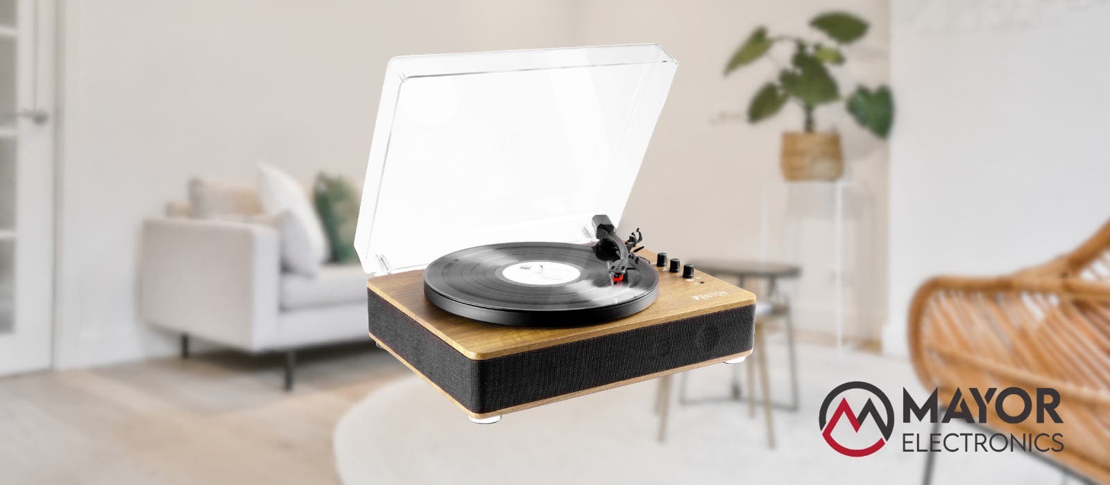 Fenton RP162LW: Tocadiscos HiFi retro con Bluetooth y altavoces en madera clara