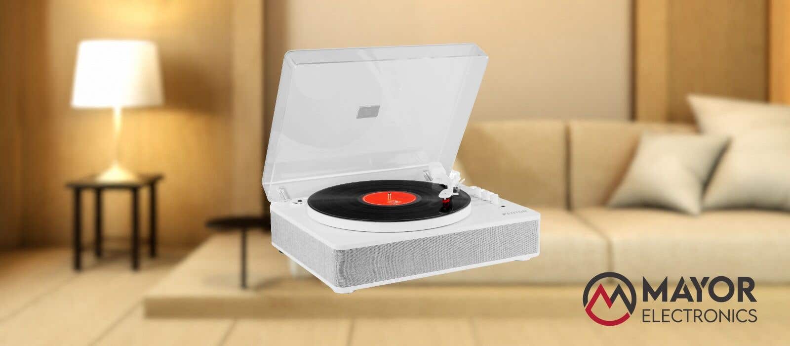 Fenton RP162W: Tocadiscos HiFi retro blanco con Bluetooth y altavoces integrados