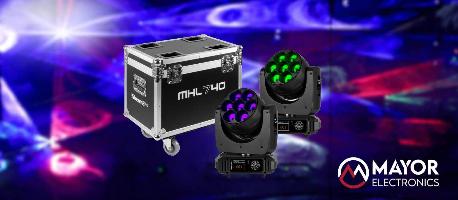 Kit beamZ MHL740: 2 cabezas móviles wash RGBW de 40W con zoom motorizado y flightcase