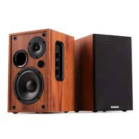 Reacondicionado - Audizio KS02 – Altavoces de estantería HiFi madera con amplificador y Bluetooth, color madera