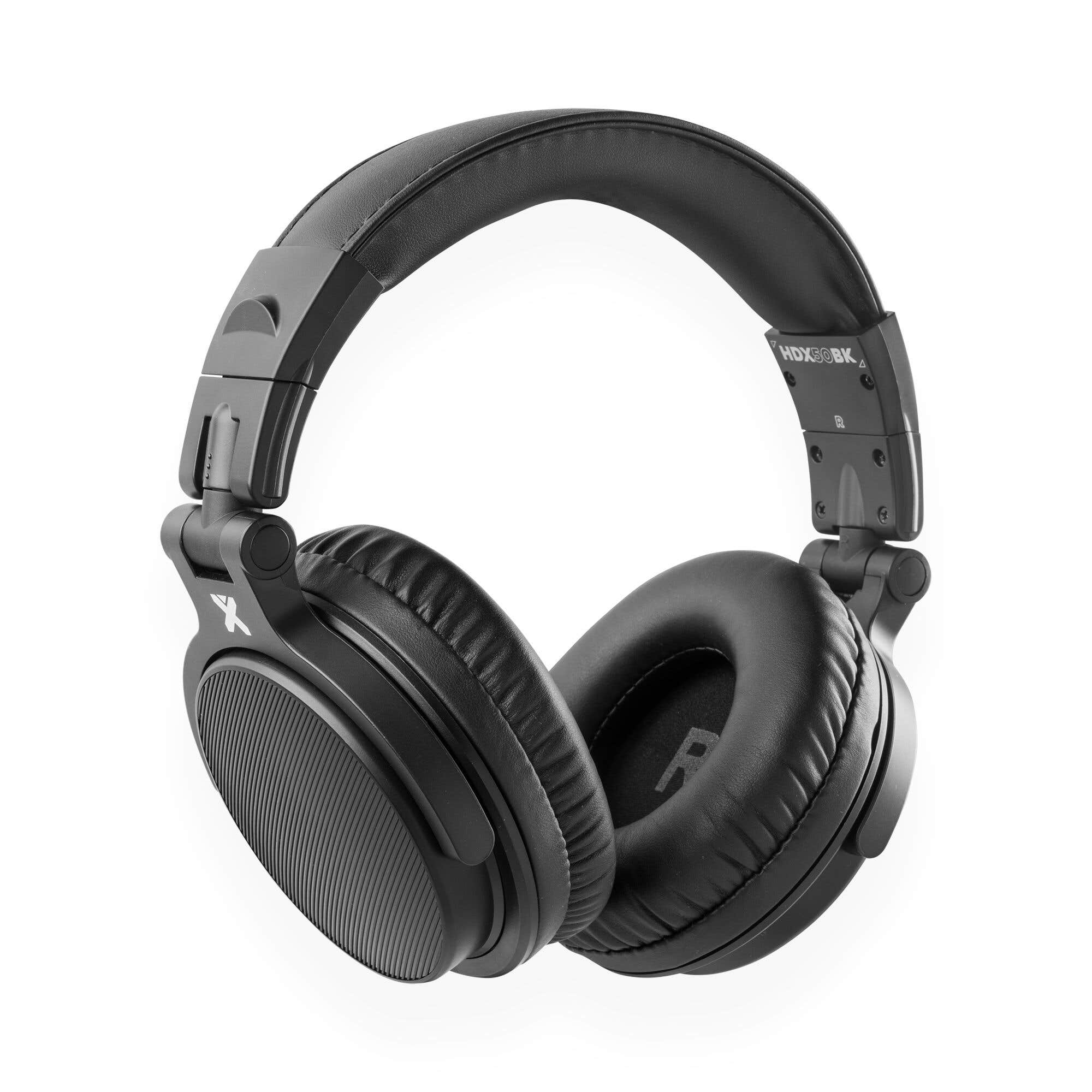 Vonyx HDX50BK – auriculares DJ con drivers 50 mm, conexiones 3,5/6,3 mm y bolsa, color negro