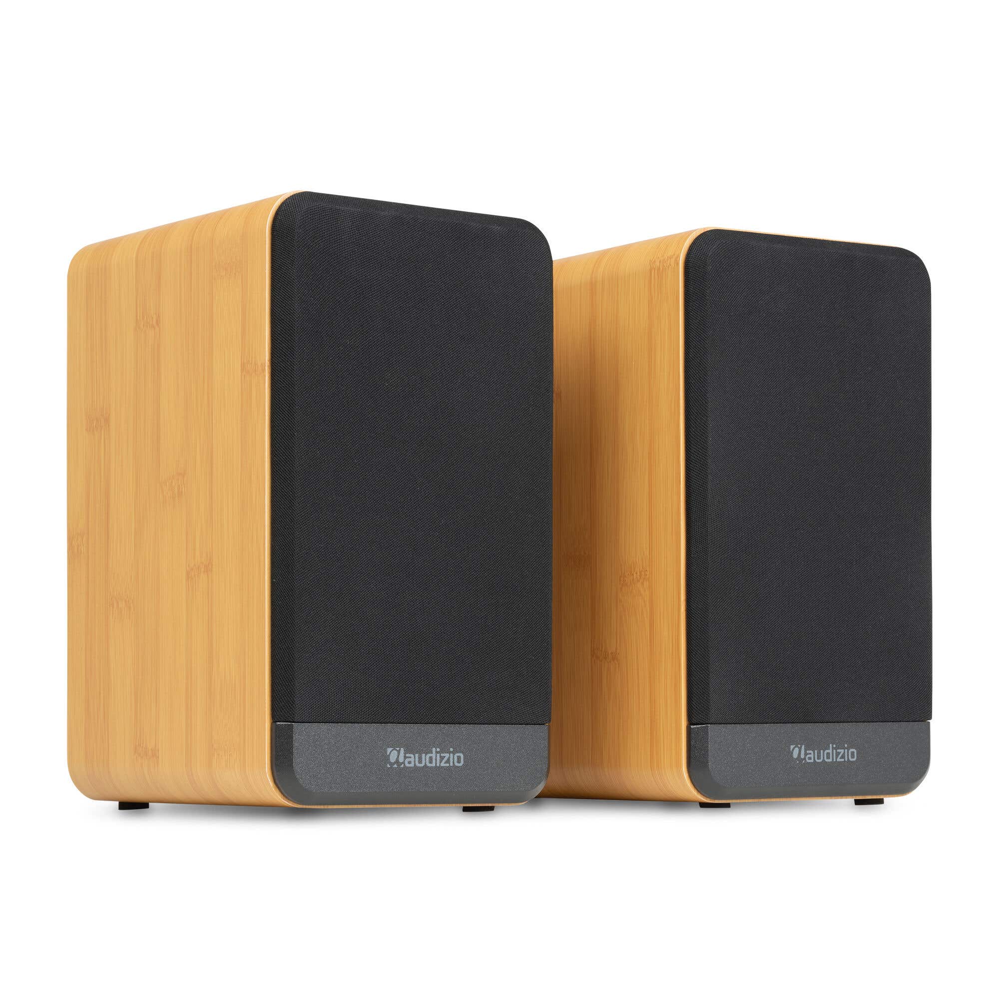 Reacondicionado - Audizio BS10 – Altavoces activos de estantería HiFi 80W con Bluetooth 5.3, HDMI ARC, RCA y USB, color bambú