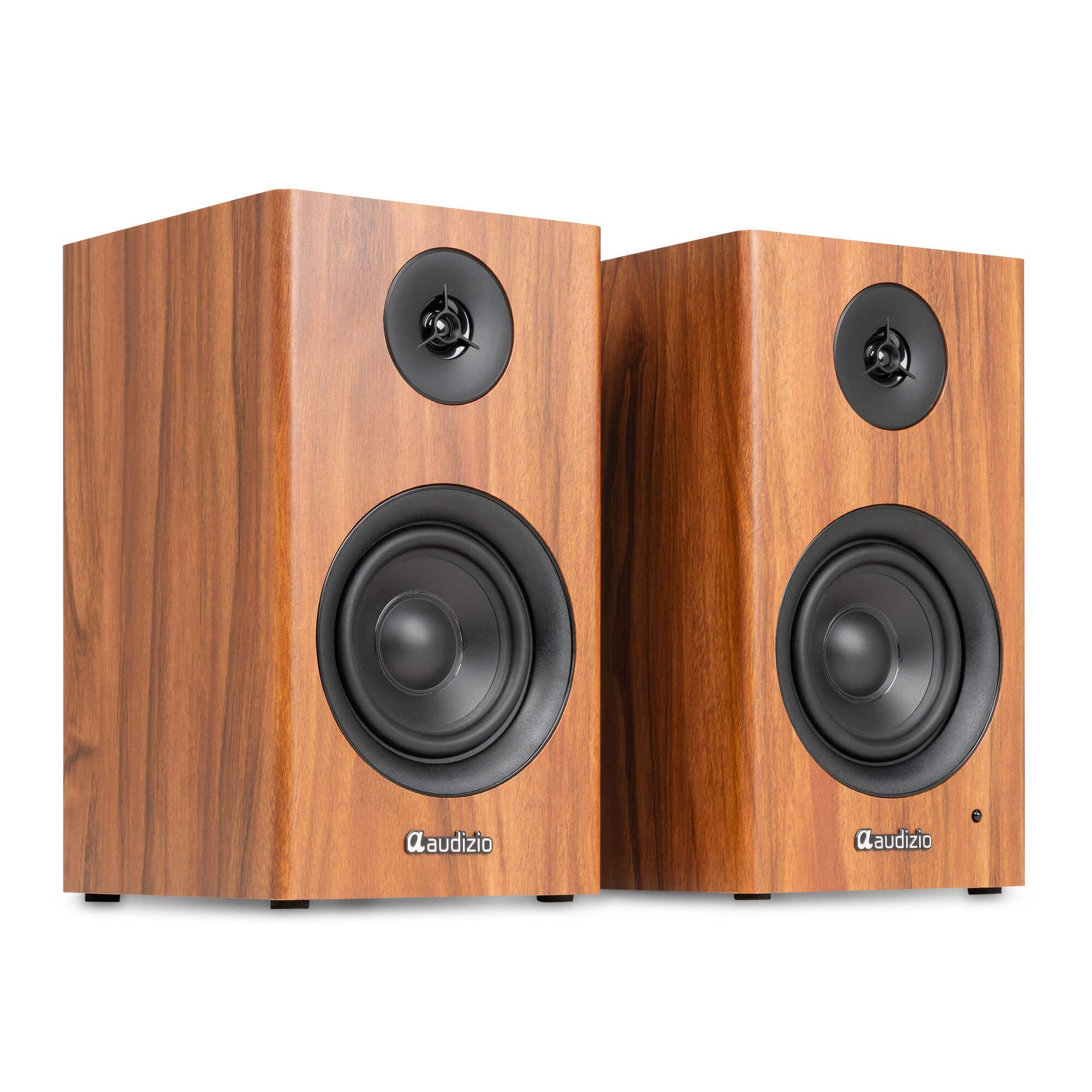 Audizio BS15 – Altavoces activos de estantería HiFi 60W con Bluetooth 5.3, HDMI ARC, RCA y USB, color madera