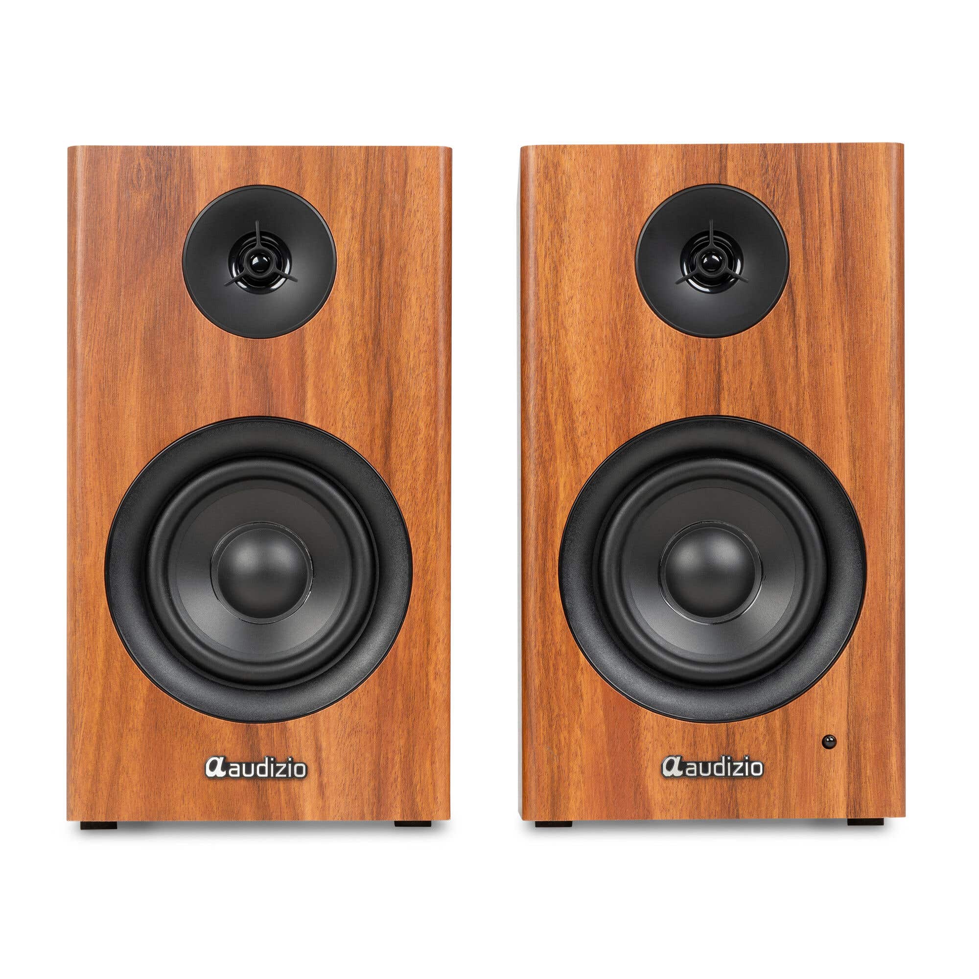 Audizio BS15 – Altavoces activos de estantería HiFi 60W con Bluetooth 5.3, HDMI ARC, RCA y USB, color madera