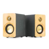 Audizio KS16 – Altavoces HiFi activos 100W con Bluetooth 5.3, USB-C y salida subwoofer, color bambú