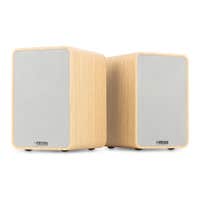 Audizio KS10 – Altavoces HiFi activos 120W con HDMI ARC, Bluetooth 5.0, USB y DSP, color madera clara