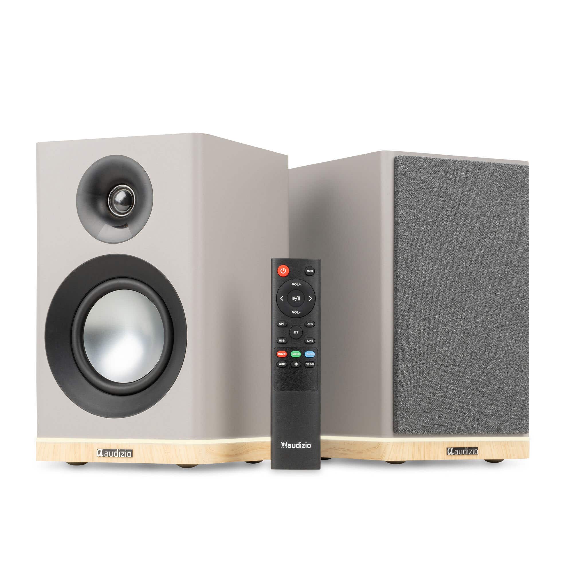 Audizio KS12 – Altavoces HiFi activos 80W con HDMI ARC, Bluetooth 5.3 y luz ambiental LED, color gris
