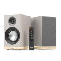 Audizio KS12 – Altavoces HiFi activos 80W con HDMI ARC, Bluetooth 5.3 y luz ambiental LED, color gris