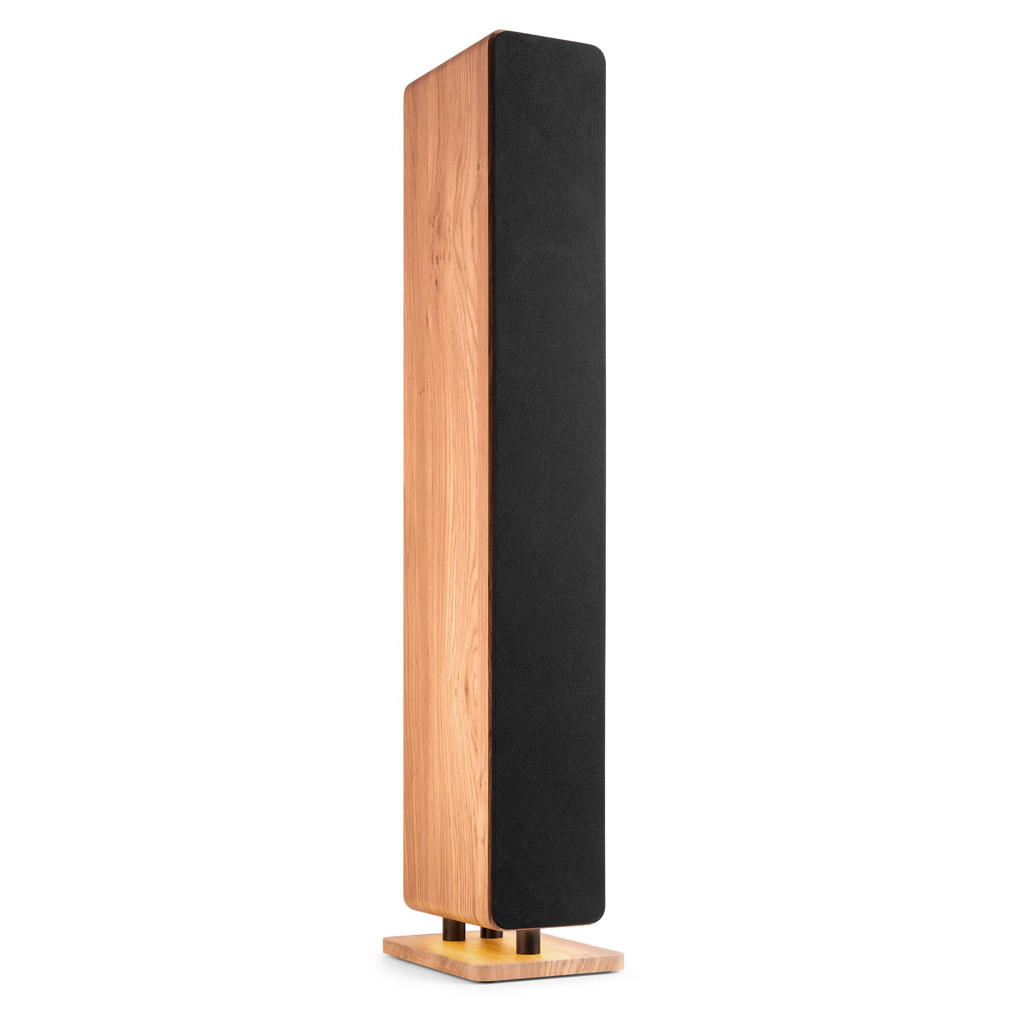 Audizio ARCO – Altavoz de torre HiFi con radio DAB+ y FM, Bluetooth 5.2, USB y entrada óptica 160W Color madera clara