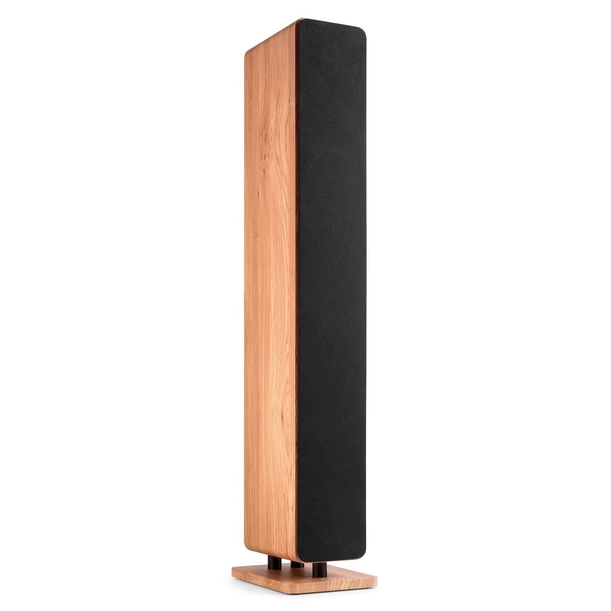 Reacondicionado - Audizio ARCO – Altavoz de torre HiFi pasivo 160W, 3 woofers 4" + tweeter 1" – Color madera clara