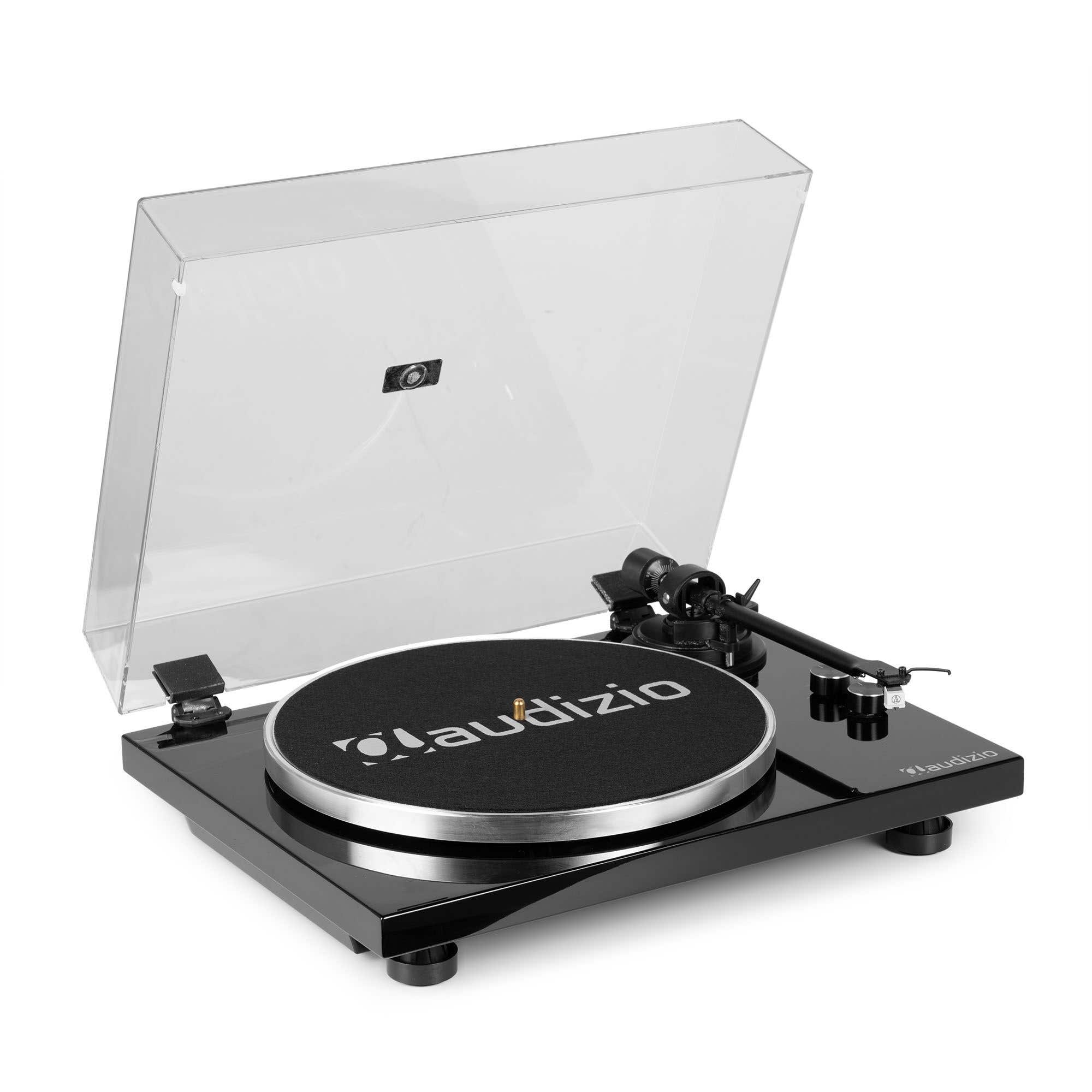 Reacondicionado - Audizio Toledo - Tocadiscos Premium de alta fidelidad, bluetooth, tracción por correa, diseño moderno