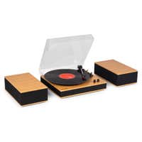 Audizio Tupelo – Tocadiscos Bluetooth con 2 altavoces, 120W, 3 velocidades y auto stop – color bambú