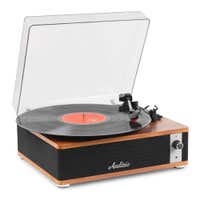 Audizio Irvine – Tocadiscos de vinilo con altavoces de 40W, color madera oscura