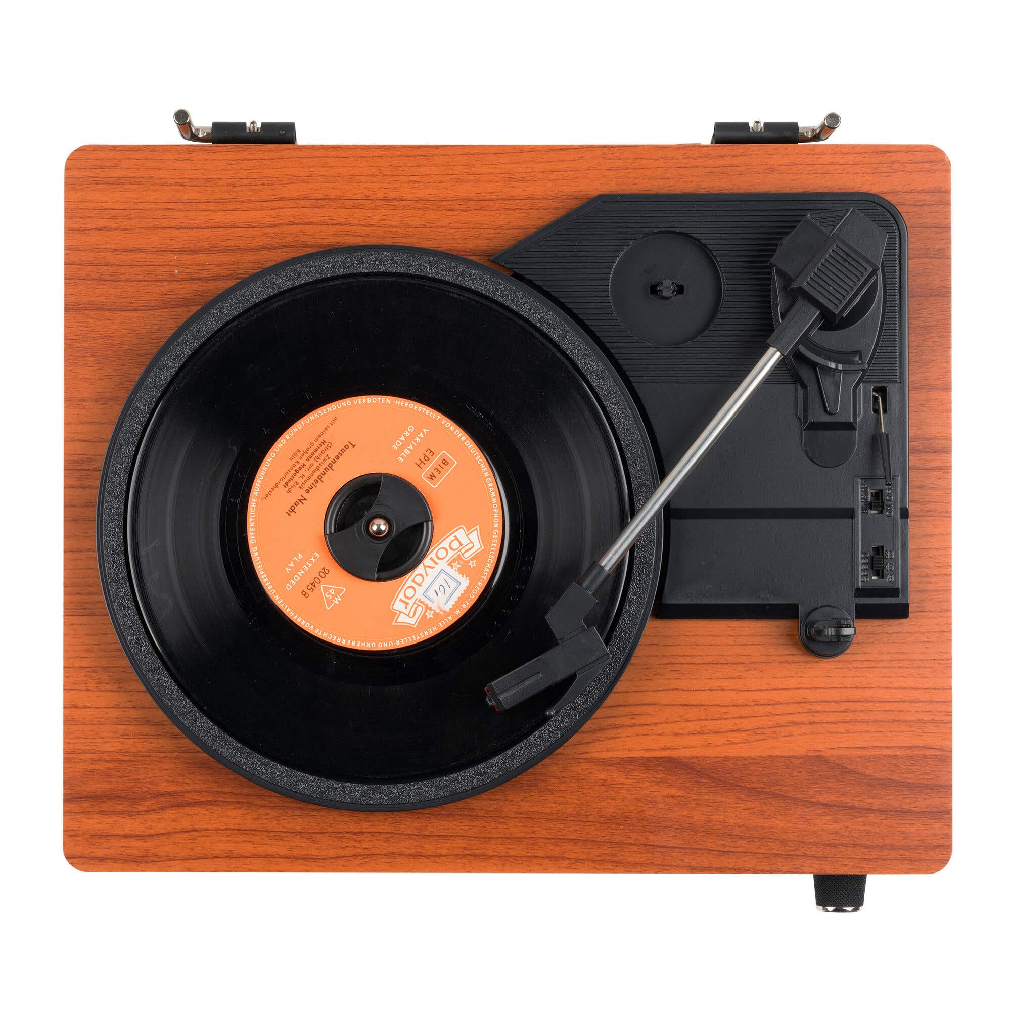 Audizio Irvine – Tocadiscos de vinilo con altavoces de 40W, color madera oscura