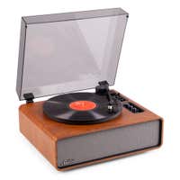 Audizio Laredo – Tocadiscos HiFi de vinilo con Bluetooth in/out, altavoces integrados y cápsula Audio Technica – Acabado madera oscura