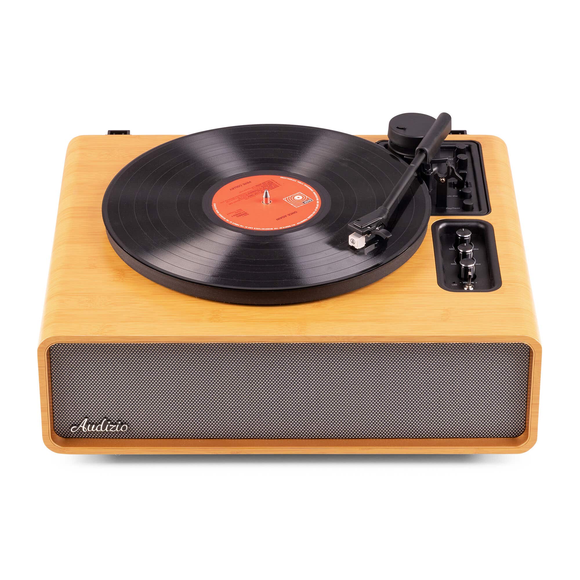 Audizio Laredo – Tocadiscos HiFi de vinilo con Bluetooth in/out, altavoces integrados y cápsula Audio Technica – Acabado bambú