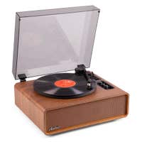 Audizio Laredo – Tocadiscos HiFi de vinilo con Bluetooth in/out, altavoces integrados y cápsula Audio Technica – Acabado en madera