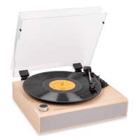 Audizio Tucson - Tocadiscos vintage con altavoces 40W, Bluetooth 5.4 in/out, color madera clara