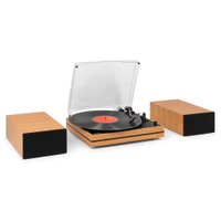 Audizio Akron – Tocadiscos Bluetooth con altavoces integrados color bambú