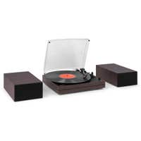 Audizio Akron – Tocadiscos con altavoces y Bluetooth color madera oscura