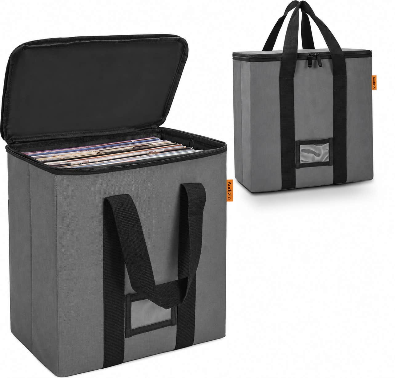 Audizio VCB50 – Funda protectora para 50 vinilos repelente al agua color gris