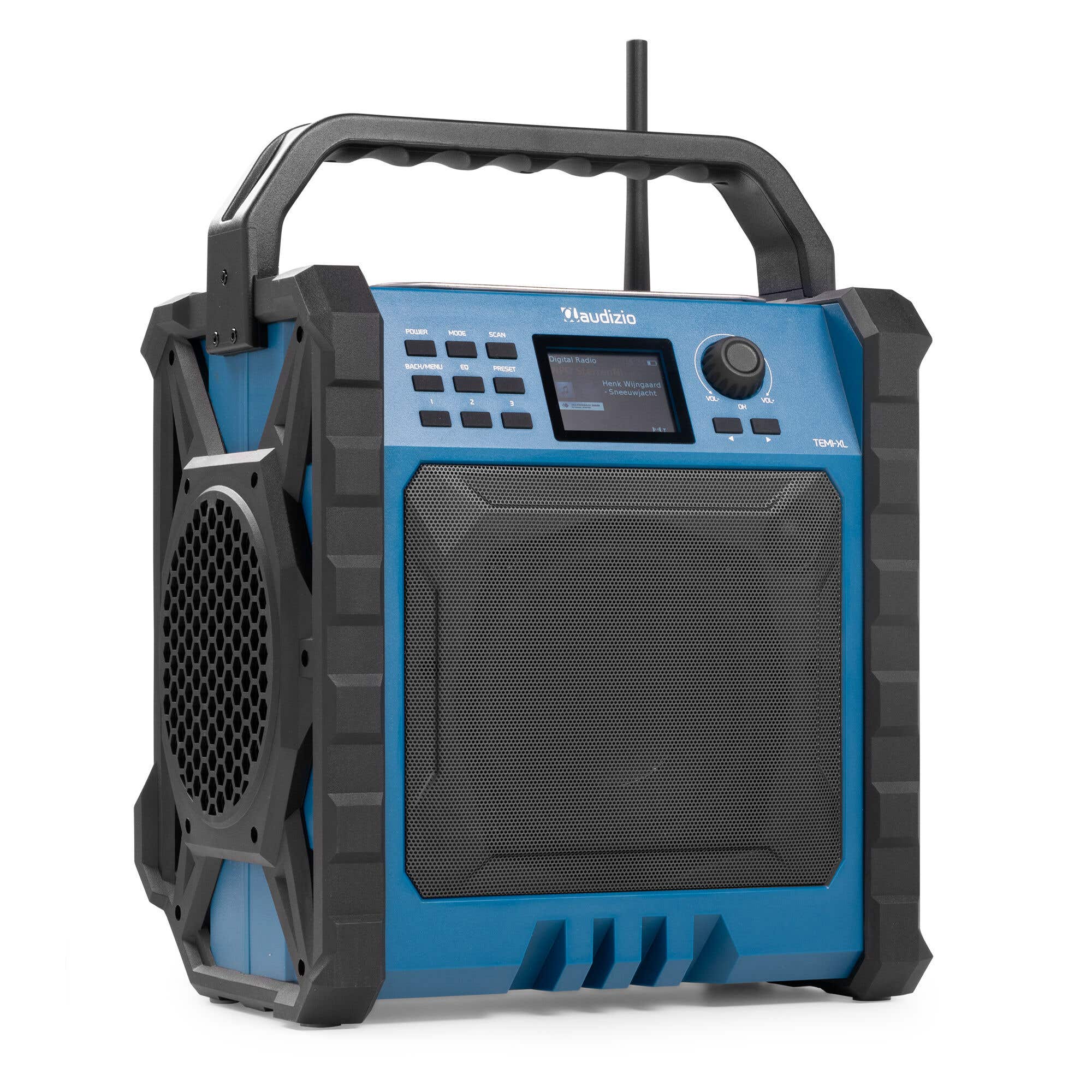 Audizio Jobsite XL – Radio de trabajo con Bluetooth, batería y DAB+ resistente al polvo y salpicaduras