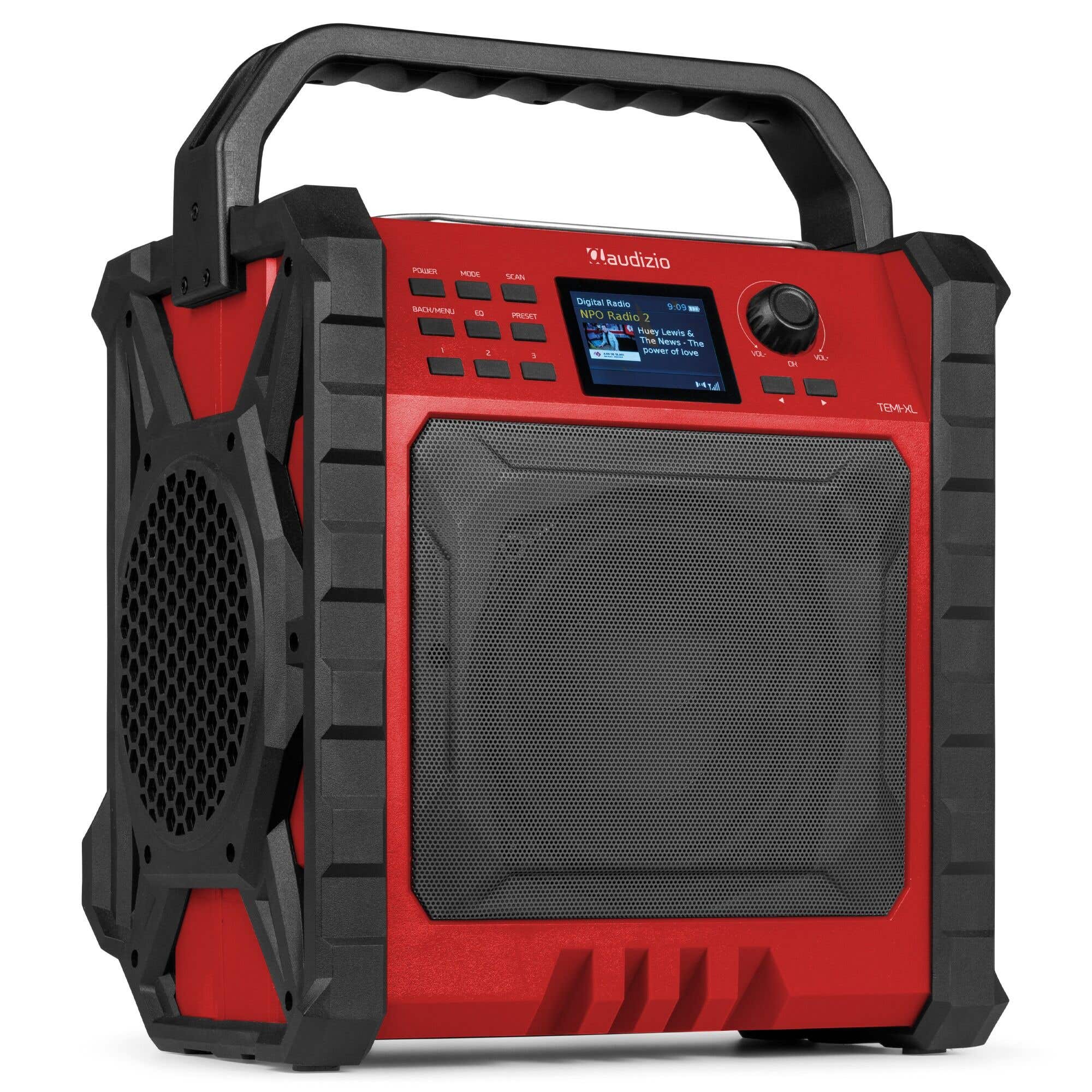 Audizio Jobsite XL – Radio de obra Bluetooth DAB+ FM con batería IP54 color rojo