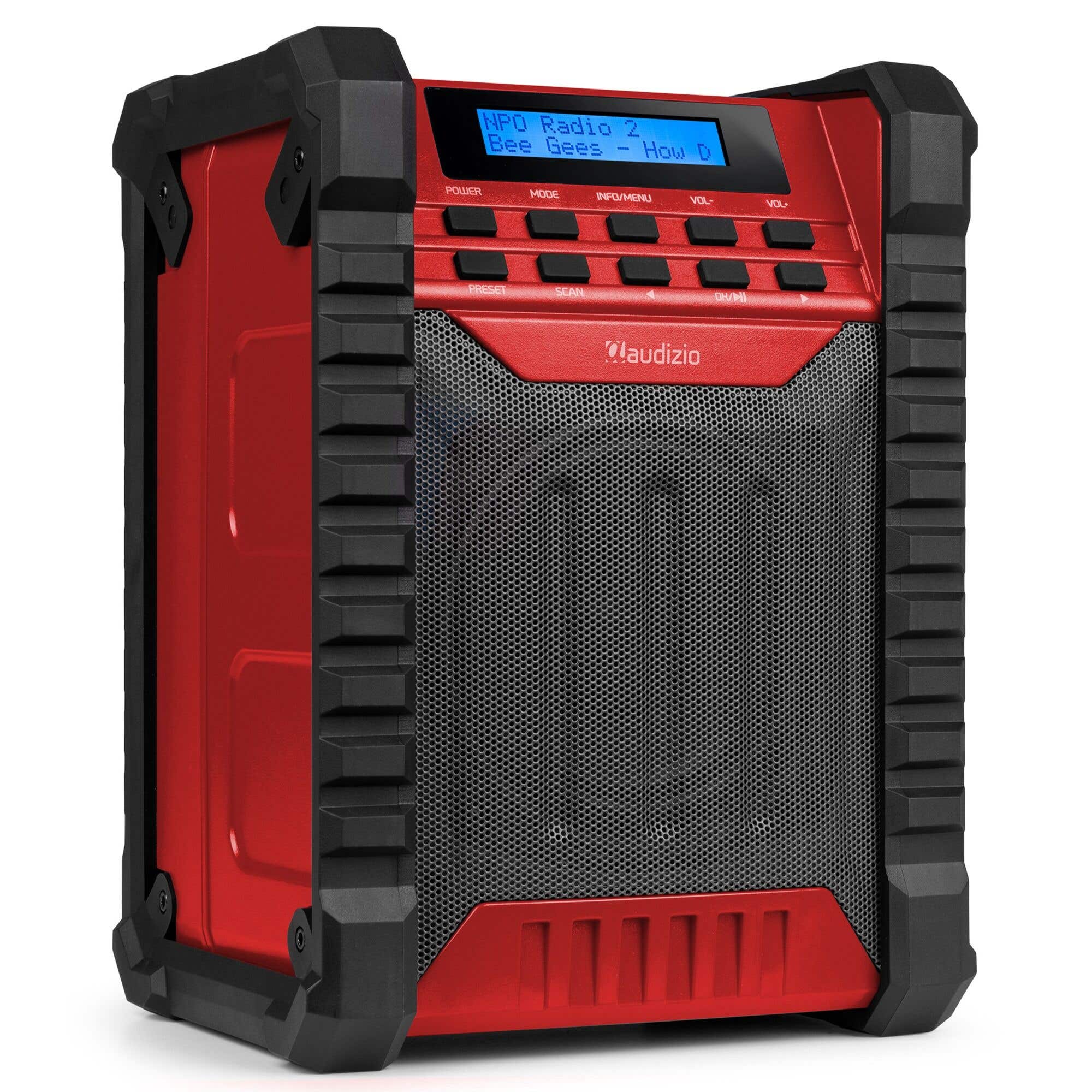 Audizio Jobsite – Radio de obra Bluetooth DAB+ FM con batería IP54 color rojo