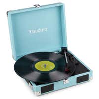 Tocadiscos Audizio RP111BL con altavoces - Tocadiscos retro - Reproductor de LP con 3 velocidades - Azul