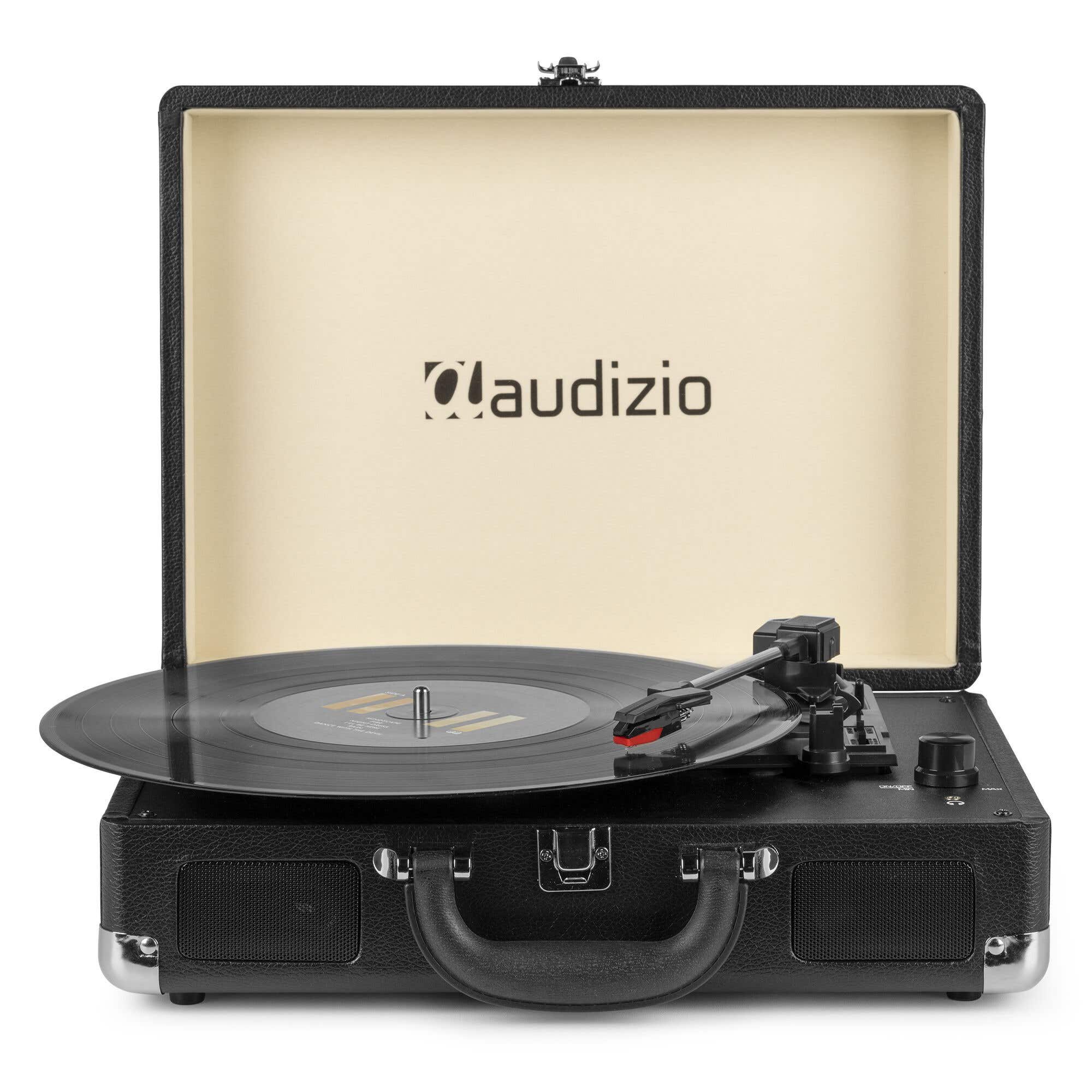Audizio RP114BK - Tocadiscos retro en estuche negro - tocadiscos con altavoces y software para PC