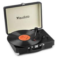 Audizio RP116BK tocadiscos retro con IN/OUT Bluetooth - Tocadiscos en estuche - Negro