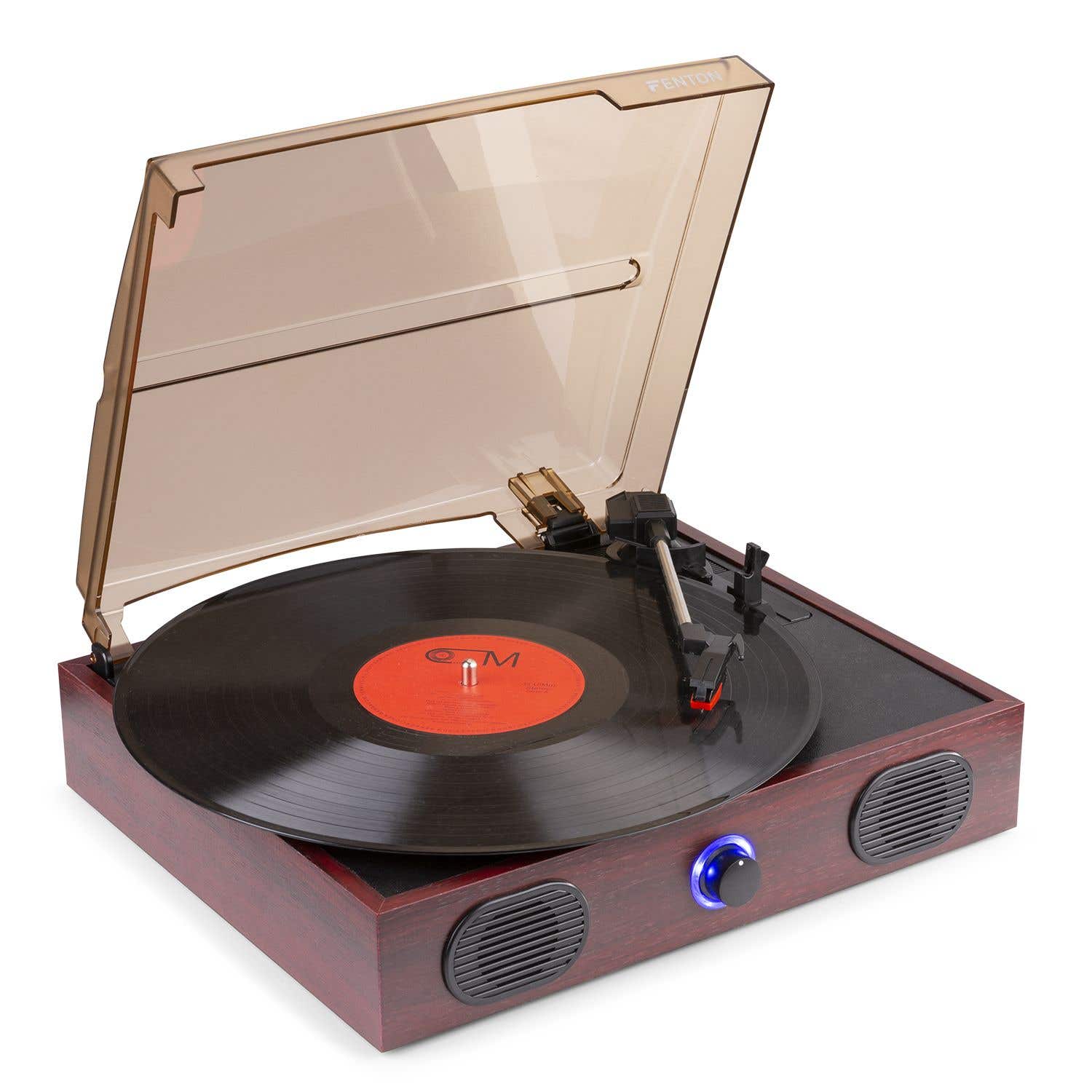 Fenton RP105 Tocadiscos retro con altavoces integrados y tapa protectora