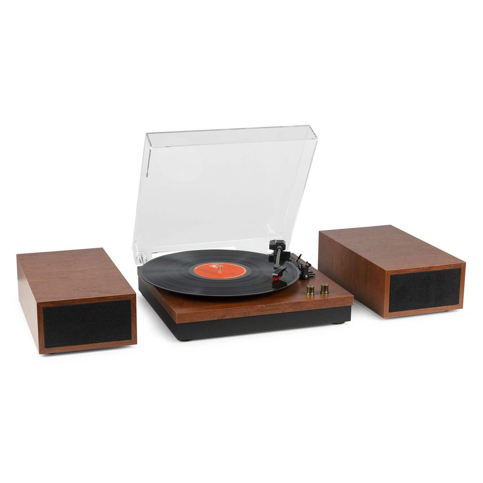 Fenton RP165C - Tocadiscos con Altavoces Integrados y Bluetooth - Color Madera Cerezo
